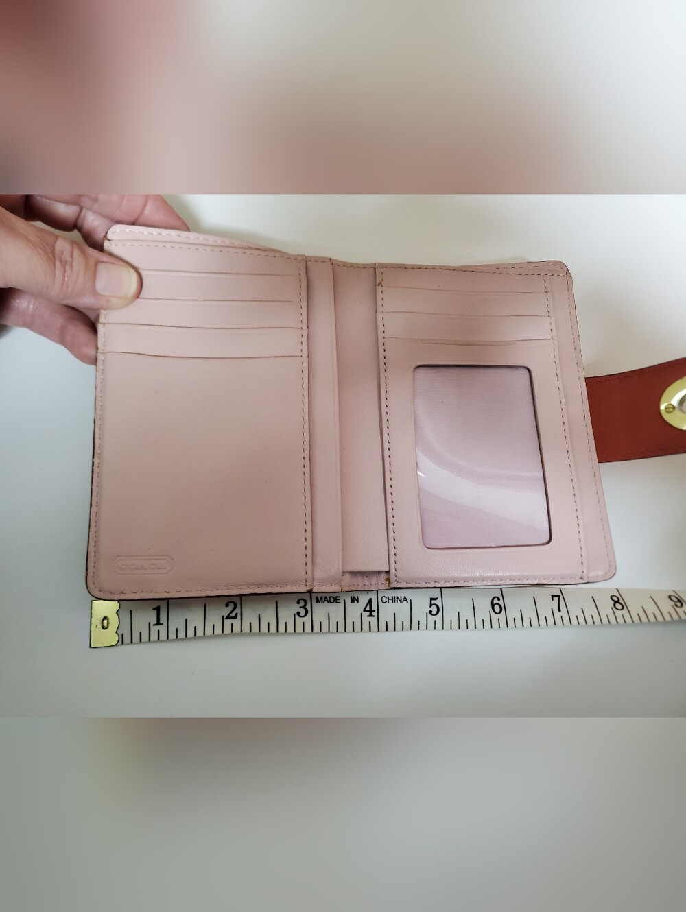 Vintage Coach Y2K Legacy Colorblock Leather Turnlock Bifold Wallet Orange Blush - Picture 12 of 12